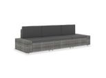 vidaXL Modulares 3-Sitzer-Sofa Poly Rattan Grau
