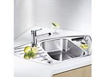 Blanco Spüle 516277 93 x 51 cm, Edelstahl Bürstfinish, Ablauffernbedienung mit Drehbetätigung