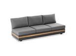 Loungesofa , Anthrazit, Teakfarben , Holz, Metall , Teakholz , massiv , Füllung: Schaumstoff,Schaumstoff , 220x80x75 cm , wetterbeständig, gastro- und objekttauglich , Gartenmöbel, Loungemöbel, Lounge-Serien