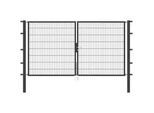 Zaundoppeltür ALBERTS "Flexo", grau (anthrazit), B:300cm H:160cm, Stahl, Tore, 300 cm Breite (150cm + 150cm), in versch. Höhen