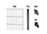 Einstabmattenzaun GARDEN 'N' MORE "mit Rundpfosten", grau (anthrazit), H:175cm L:20cm, Kunststoff, Stahl, Zaunelemente, 10 Elemente für 20 m, LxH: 200 x 175 cm, mit 11 Pfosten