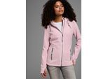 Fleecejacke KANGAROOS, Damen, Gr. 32/34, rosa (rose), Fleece, Obermaterial: 100% Polyester, kontrastfarbene Details, unifarben mit Farbeinsatz, bequem hüftbedeckend, Jacken Fleecejacke, figurbetonte Passform, mit Kapuze und Kordelzug, Übergangsjacke