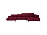 Welnova Wohnlandschaft , Rot , Textil , Uni , U-Form , 385x216 cm , Made in Eu , Typenauswahl, Stoffauswahl, seitenverkehrt erhältlich, Hocker erhältlich , Wohnzimmer, Sofas & Couches, Wohnlandschaften, Wohnlandschaften in U-Form