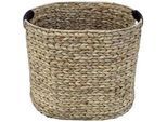 Landscape Regalkorb , Naturfarben , Metall, Naturmaterialien, Leder , Lederlook , 68 l , zylindrisch , 40x40x50 cm , Handmade in Vietnam , Ordnen & Aufbewahren, Dekoboxen & Aufbewahrungsboxen, Regalboxen & Stehsammler