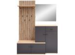 Xora Garderobe , Anthrazit, Eiche Artisan , Glas, Holzwerkstoff , 148x199x38 cm , Garderobe, Garderoben-Sets & Garderoben-Serien, Garderoben-Sets