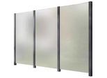 Zaun STAKET PRO, grau, Pfosten: 4 Stk., Aluminium, Glas, Zaunelemente, Glaszaun, Gesamtlänge: 3,284 m, 4 Pfosten
