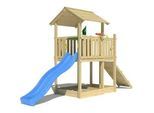 Spielturm JUNGLE GYM "Drift", blau, Spieltürme, KinderB:454cm H:277cm T:155cm, Holzwerkstoff, Spielanlage inklusive Rutsche mit Wasseranschluss, B:454cm H:277cm T:155cm
