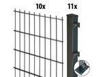 Doppelstabmattenzaun GARDEN 'N' MORE "Excellent", grau (anthrazit), H:140cm L:20cm, Kunststoff, Stahl, Zaunelemente, 10 Elemente für 20 m, LxH: 200 x 143 cm, mit 11 Pfosten