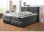 Boxspringbett HOME AFFAIRE "Wehma", grau (schiefer), B:210cm L:233cm, Struktur fein (100% Polyester), Komplettbetten, Boxspringbett, inkl. Topper in 3 verschiedenen Matratzen, auch in Samtstoff
