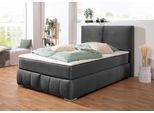 Boxspringbett HOME AFFAIRE "Wehma", grau (schiefer), B:150cm L:213cm, Struktur fein (100% Polyester), Komplettbetten, Boxspringbett, inkl. Topper in 3 verschiedenen Matratzen, auch in Samtstoff