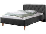 Polsterbett HOME AFFAIRE "Sunley 100", grau (schiefer), B:163cm L:210cm, Struktur (100% Polyester);Strukturstoff (100% Polyester), Betten, Polsterbett, Kreuzsteppung, Kopfteilhöhe 102 cm, ohne oder mit Matratze/Lattenrost