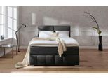 Boxspringbett HOME AFFAIRE "Wehma", grau (anthrazit), B:150cm L:213cm, Struktur fein (100% Polyester), Komplettbetten, Boxspringbett, inkl. Topper in 3 verschiedenen Matratzen, auch in Samtstoff
