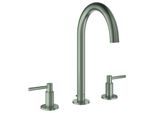 GROHE 3-Loch-Waschtisch-Batterie Atrio 20649 Rohrauslauf Hebelgriff satin steel, 20649MS0 20649MS0