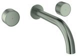GROHE 3-Loch-Waschtisch-Wandbatterie Atrio Private C. 20589 Knopfbetätigung satin steel, 20589MS0 20589MS0