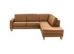 Valdera Ecksofa , Hellbraun , Leder , Echtleder , Semi-Anilinleder , Buche , furniert , Ottomane rechts, L-Form , 257x235 cm , Goldenes M , Typenauswahl, Fußauswahl, Lederauswahl, Stoffauswahl, Armteilvarianten, Sitzqualitäten, seitenverkehrt erhältlich, Hocker erhältlich, individuell planbar , Wohnzimmer, Sofas & Couches, Wohnlandschaften, Ecksofas