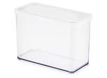 Rotho Vorratsdose , Weiß, Transparent , Kunststoff , 2,1 l , rechteckig , 10x20x14.2 cm , Reach, DIN EN ISO 14001, DIN EN ISO 9001 , lebensmittelecht, luftdichter Verschluss, Deckel mit Sichtfenster , Küchenzubehör, Vorratsbehälter, Vorratsdosen