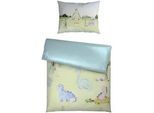 Patinio Babybettwäsche , Grün, Weiß , Textil , Dinosaurier , 100x135 cm , Gots, Bsci, DIN EN ISO 50001, DIN EN ISO 9001, Oeko-Tex® Standard 100, Organic Content Standard (Ocs) 100, Oeko-Tex® Made IN Green , pflegeleicht, atmungsaktiv, samtiger Griff, 100% feinster Baumwollsatin mit Seiden-Finish , Schlafen, Babytextil-Kollektionen