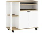 Homcom Küchenwagen Servierwagen mit Schrank, verschiebbaren, verstellbaren Einlegeböden , Multicolor , Holzwerkstoff , Nachbildung , 3 Fächer , 40x82x80 cm , Esszimmer, Servierwagen