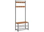 Boxxx Garderobe , Schwarz, Eichefarben , Metall, Holzwerkstoff , Vintage , 70x175x32 cm , Garderobe, Garderoben-Sets & Garderoben-Serien
