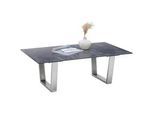 Novel Couchtisch , Edelstahlfarben, Dunkelgrau , Metall, Glas, Keramik , rechteckig , U-Form , 70x42x120 cm , Wohnzimmer, Wohnzimmertische, Couchtische, Couchtische Glas