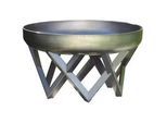 Feuerschale , Edelstahlfarben , Metall , 63x35x63 cm , Grüner Punkt, Made in Europe, Handmade in Europe , abnehmbare Standfüße, hitzebeständig , Gartenmöbel, Feuerschalen & Feuerkörbe