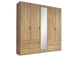 Xora Drehtürenschrank , Sonoma Eiche , Kunststoff , 3 Fächer , 6 Schubladen , 226x210x54 cm , Blauer Engel, Goldenes M, Made in Germany , Typenauswahl, in verschiedenen Größen erhältlich , Schlafzimmer, Komplette Schlafzimmer und Serien, Schlafzimmerserien