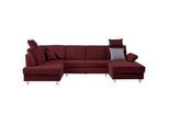 Cantus Wohnlandschaft , Rot , Textil , Ottomane rechts, U-Form , 322x186 cm , Stoffauswahl, seitenverkehrt erhältlich, Schlafen auf Sitzhöhe, Hocker erhältlich, Rücken echt, Rückenfutter , Wohnzimmer, Sofas & Couches, Wohnlandschaften, Ecksofas mit Schlaffunktion