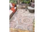 Teppich "Sonic, LAGERRÄUMUNG", beige (cream,schwarz,braun), B:160cm H:6mm L:230cm, Polypropylen, MYFLAIR MÖBEL & ACCESSOIRES, Teppiche, Teppich, Ethno Design, Kreise, Outdoor geeignet, Balkon, Terrasse