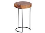KADIMA DESIGN Beistelltisch INDI Massivholz: Baumstamm-Tischplatte, Metallgestell, Landhausstil, handgefertigt
