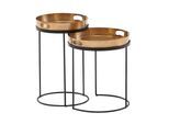 KADIMA DESIGN Beistelltische NERA: Hammerstruktur, Griffmulden, Aluminium & Stahl, abnehmbare Tischplatten.