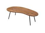 KADIMA DESIGN Retro-Couchtisch CALABRIA: Massivholz, Metallbeine, Pflegeleichte Tischplatte, Nierenform