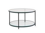 KADIMA DESIGN Couchtisch TREBBIA: Glas-Metall Mix, 2 Ablagen, 80x80x45 cm, Marmoroptik, stabil.