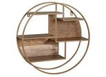 KADIMA DESIGN Wandregal, Industrial-Stil, Rattan/Metall/Massivholz, 5 Ablageflächen, Handgefertigt