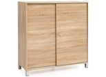 KADIMA DESIGN Schuhschrank FULDA: 20 Paar Schuhe, moderne Ablagefächer, Schiebetüren, kratzfest, Melaminharz, Sonoma-Farbe, Anti-Rutsch-Noppen.