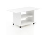 KADIMA DESIGN Couchtisch SEGRE: Stilvoll, 2 Ablageflächen, Rollen, Melaminharzbeschichtung, 95x51x54,5 cm, Weiß/Sonoma.