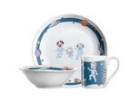Leonardo Kindergeschirrset , Blau, Weiß , Stein , Weltall , 21.30x21.50x9.50 cm , lebensmittelecht , Füttern, Kindergeschirr & Kinderbesteck