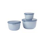 Mepal Vorratsdosenset Cirqula , Klar, Hellblau , Kunststoff , 3-teilig , 0.5 L , 19x12x19.2 cm , auslaufsicher, lebensmittelecht, luftdichter