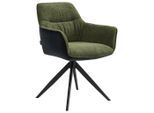Novel Armlehnstuhl , Grün, Schwarz , Metall, Textil , Drehkreuz , 61.5x83.5x63 cm , Sitzfläche 360° drehbar, inklusive Armlehnen, automatische Rückholfunktion , Esszimmer, Stühle, Polsterstühle