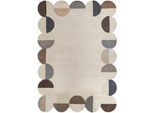 Wollteppich FLAIR RUGS "Mia Scallop", beige (natur), B:160cm H:12mm L:230cm, Wolle, Teppiche, in Jakobsmuschel-Form