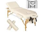 tectake Massageliege-Set 3 Zonen Somwang,218 x 102 x 90 cm,beige , Beige , Textil , 108x90x218 cm , Freizeit, Wellness, Körperpflege, Wohlfühlprodukte