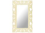 vidaXL Spiegel Handgeschnitzt Weiß 80x50 cm Massivholz Mango