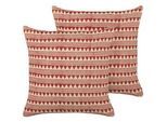 Beliani Dekokissen 2er-Set Rot 45/45 cm Deglupta , Textil , 45x45 cm , Wohntextilien, Kissen, Dekokissen