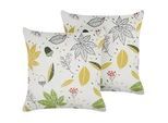 Beliani Dekokissen 2er-Set Cremeweiß 45/45 cm Mullein , Ecru , Textil , 45x45 cm , Wohntextilien, Kissen, Dekokissen