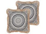 Beliani Dekokissen 2er-Set Beige 45/7 cm Agrimony , Textil , 45x7 cm , Wohntextilien, Kissen, Dekokissen