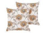Beliani Dekokissen 2er-Set Cremeweiß 45/45 cm Tuberose , Ecru , Textil , 45x45 cm , Wohntextilien, Kissen, Dekokissen