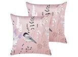 Beliani Dekokissen 2er-Set Pastellrosa 45/45 cm Cyclamen , Pink , Textil , 45x45 cm , Heimtextilien, Wohntextilien, Kissen, Zierkissen