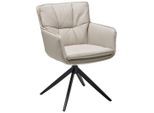 Livetastic Armlehnstuhl , Beige , Metall, Leder , Echtleder , Büffelleder , A-Form , 59x87x64.5 cm , Sitzfläche 360° drehbar , Esszimmer, Stühle, Lederstühle