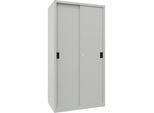 Pavoy Schiebetürenschrank, Höhe 1950 mm, Vollblechtüren, BxT 1000 x 600 mm, mit 4 Fachböden, Tür lichtgrau