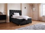 Boxspringbett HOME AFFAIRE "Harmones hoch", grau (anthrazit), B:163cm L:210cm, Struktur (100% Polyester), Komplettbetten, Boxspringbett, in 3 Breiten, Härtegrad auch im Mix mit je 1 Matratze in H2 und H3