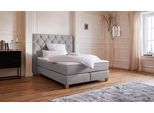 Boxspringbett HOME AFFAIRE "Harmones hoch", grau (hellgrau), B:163cm L:210cm, Struktur (100% Polyester), Komplettbetten, Boxspringbett, in 3 Breiten, Härtegrad auch im Mix mit je 1 Matratze in H2 und H3